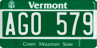 VT license plate AGO579