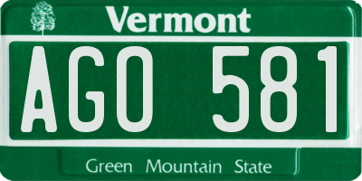 VT license plate AGO581