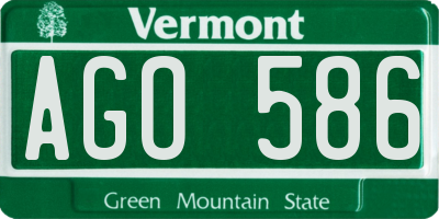 VT license plate AGO586