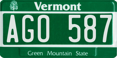VT license plate AGO587
