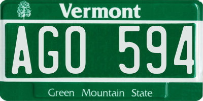 VT license plate AGO594