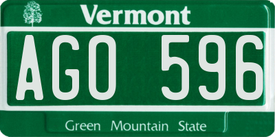 VT license plate AGO596