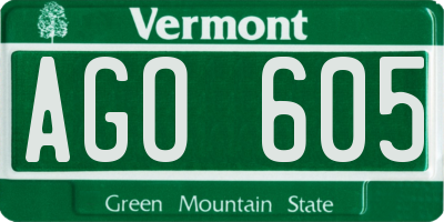 VT license plate AGO605