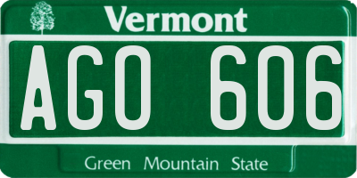 VT license plate AGO606