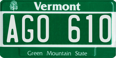 VT license plate AGO610