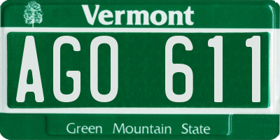 VT license plate AGO611