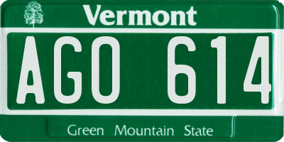 VT license plate AGO614