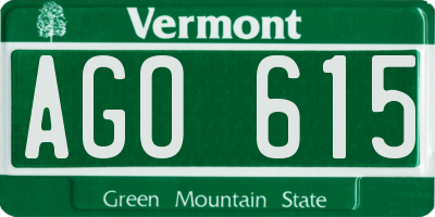 VT license plate AGO615