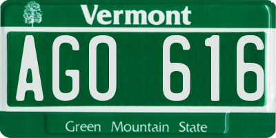 VT license plate AGO616