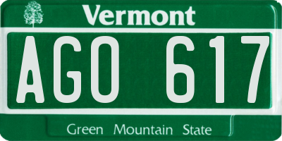 VT license plate AGO617