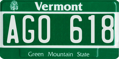 VT license plate AGO618
