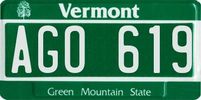 VT license plate AGO619