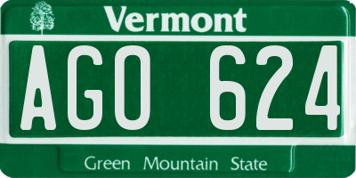 VT license plate AGO624