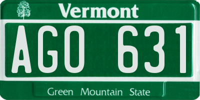 VT license plate AGO631
