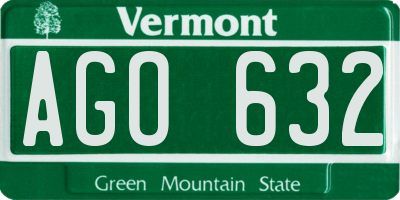 VT license plate AGO632