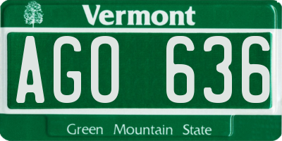 VT license plate AGO636