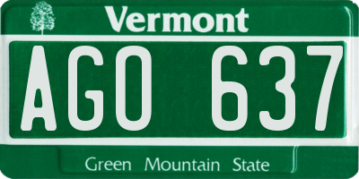 VT license plate AGO637