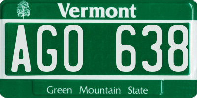 VT license plate AGO638
