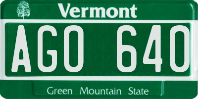 VT license plate AGO640