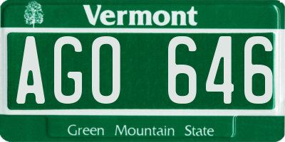 VT license plate AGO646