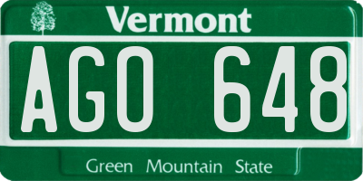 VT license plate AGO648