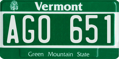 VT license plate AGO651