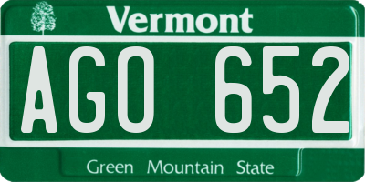 VT license plate AGO652