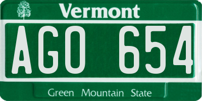 VT license plate AGO654