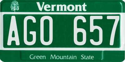 VT license plate AGO657
