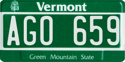 VT license plate AGO659