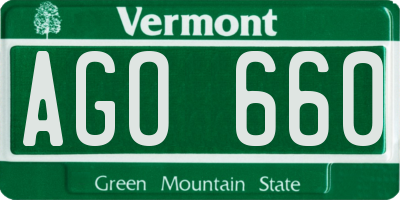 VT license plate AGO660