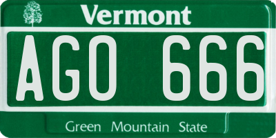 VT license plate AGO666