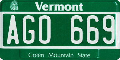 VT license plate AGO669
