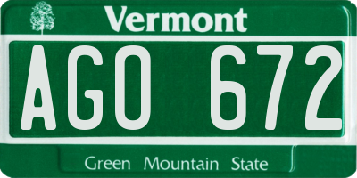 VT license plate AGO672