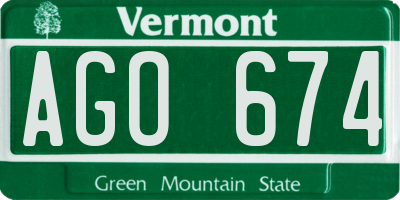 VT license plate AGO674