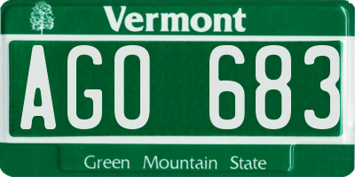 VT license plate AGO683