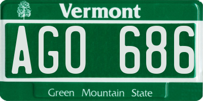 VT license plate AGO686