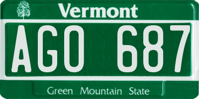 VT license plate AGO687