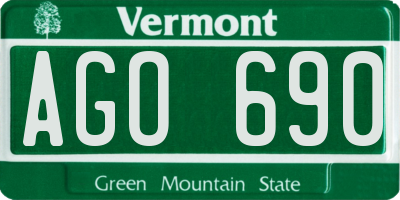 VT license plate AGO690