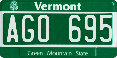 VT license plate AGO695