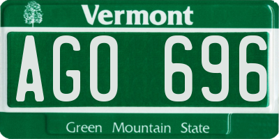 VT license plate AGO696