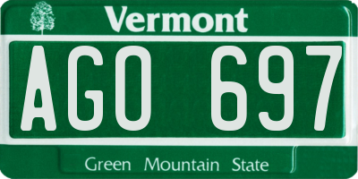 VT license plate AGO697