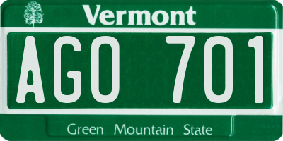 VT license plate AGO701