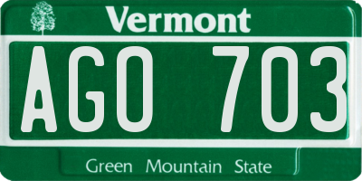 VT license plate AGO703