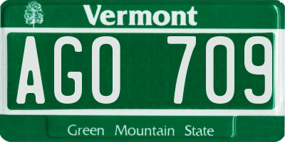 VT license plate AGO709