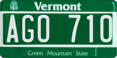 VT license plate AGO710