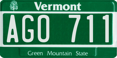 VT license plate AGO711