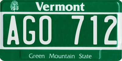 VT license plate AGO712