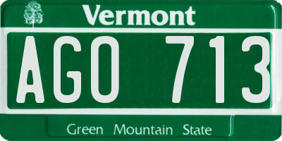 VT license plate AGO713