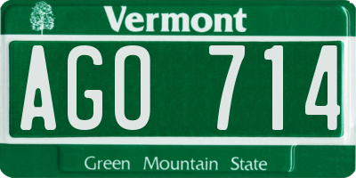 VT license plate AGO714